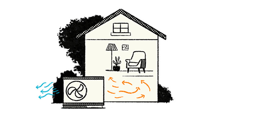 Diagram of heat exchange for a jetson whole home heat pump