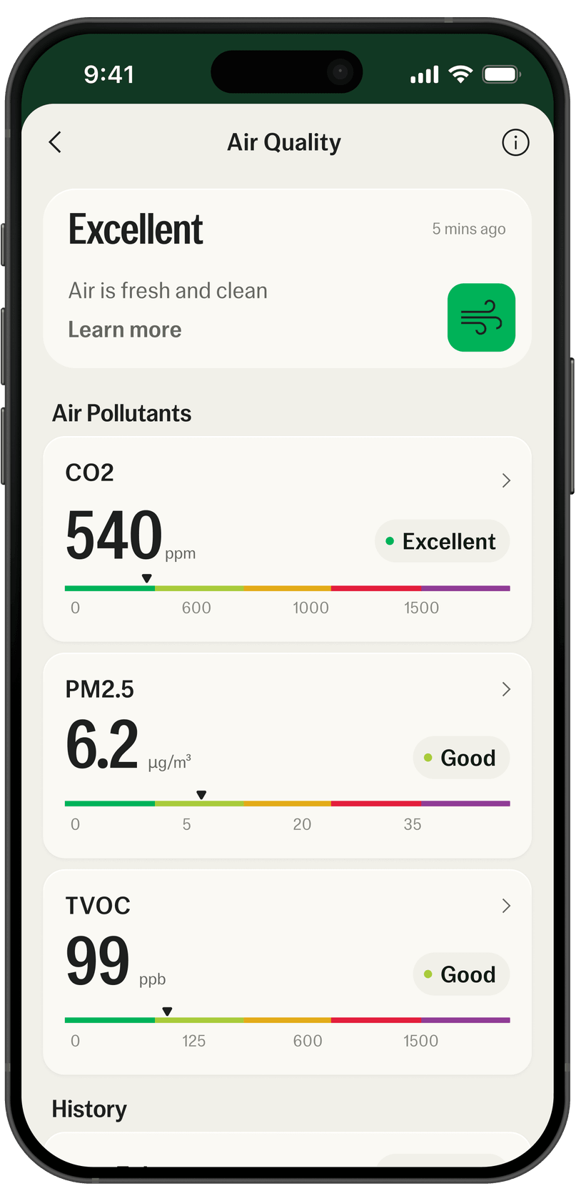 Air Quality app screen